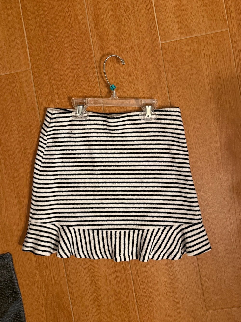 Forever 21 Black and White Striped Ruffle Hem Mini Skirt